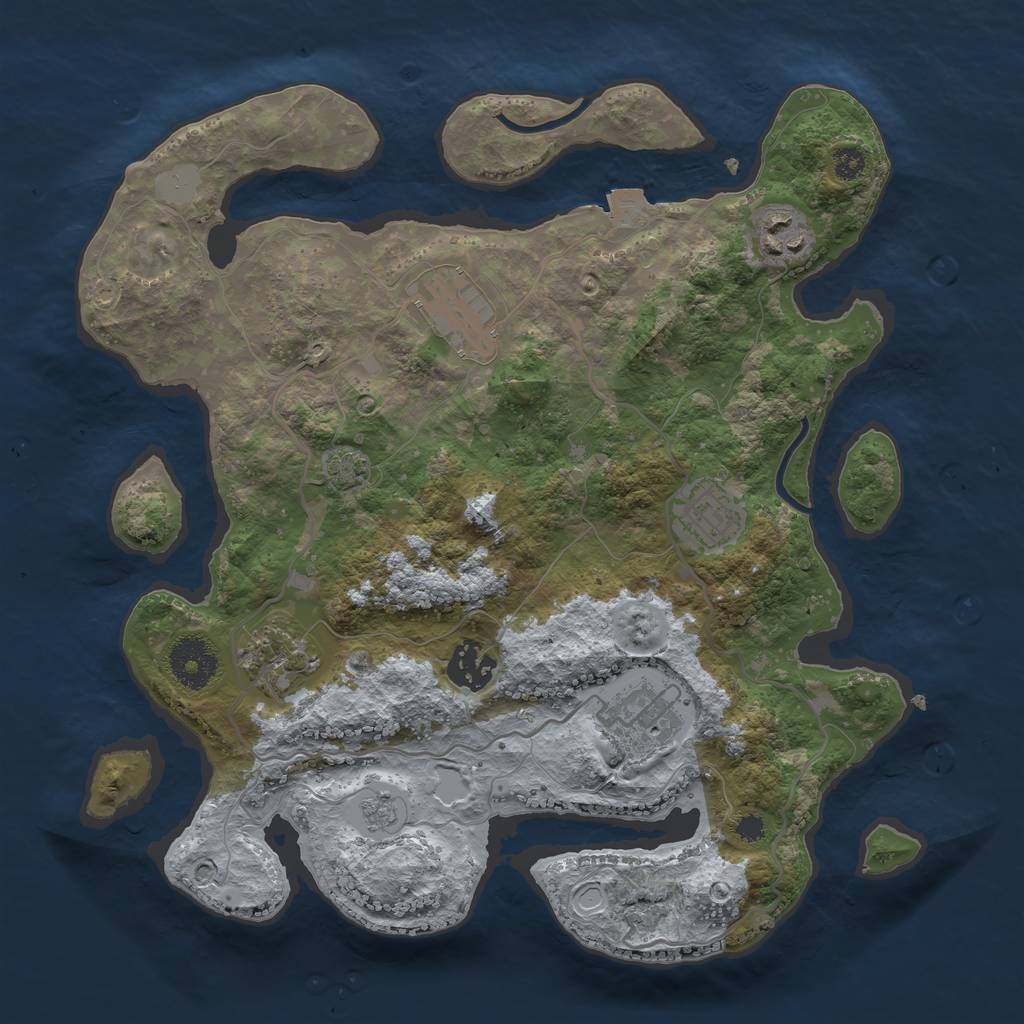 Rust Map: Procedural Map, Size: 3200, Seed: 460941771, 11 Monuments
