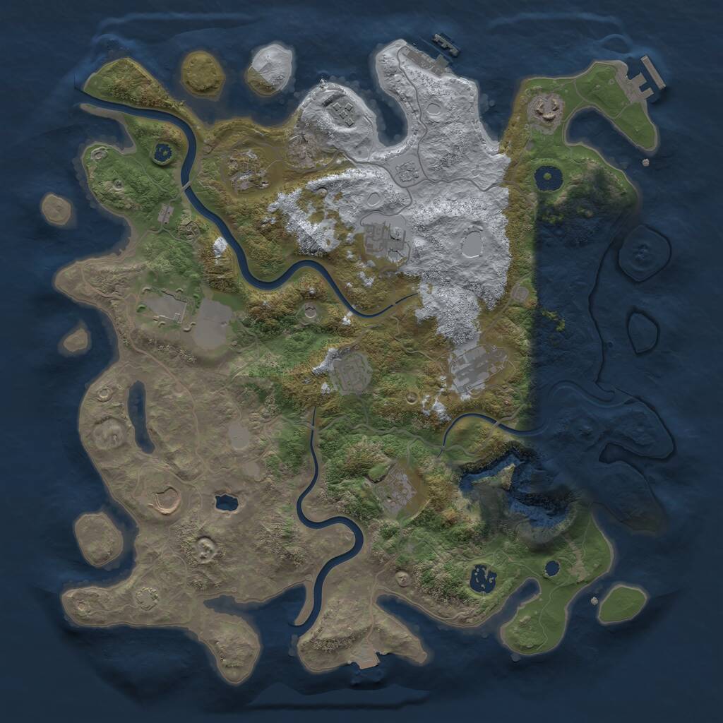 Rust Map: Procedural Map, Size: 4000, Seed: 1427196487, 16 Monuments
