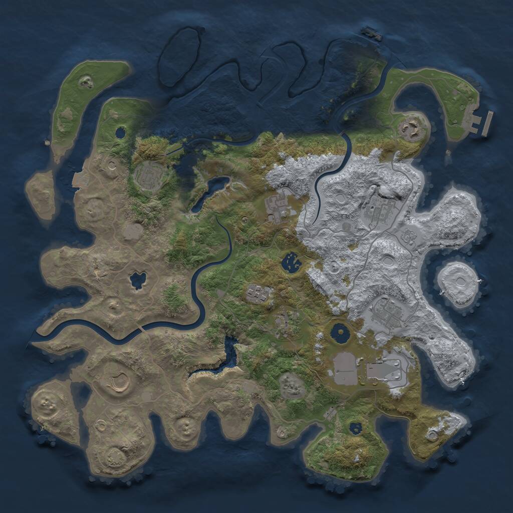 Rust Map: Procedural Map, Size: 4000, Seed: 760456786, 16 Monuments