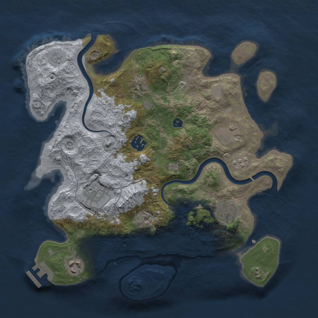 Rust Map: Procedural Map, Size: 3250, Seed: 2057079392, 12 Monuments