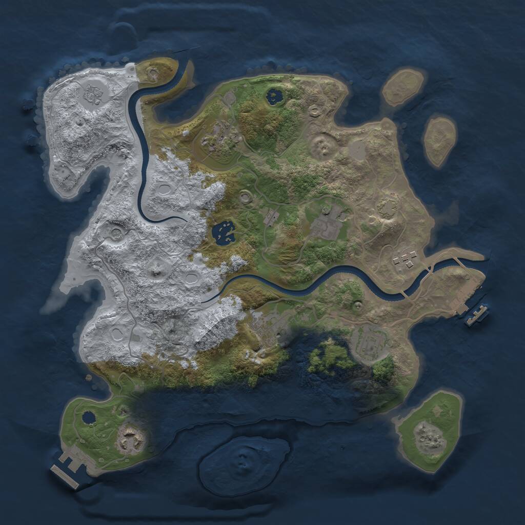 Rust Map: Procedural Map, Size: 3250, Seed: 2057079392, 13 Monuments
