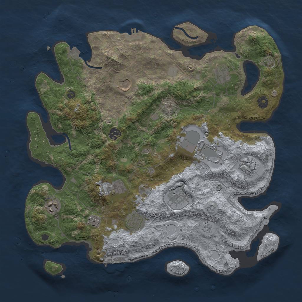 Rust Map: Procedural Map, Size: 3800, Seed: 539670600, 18 Monuments