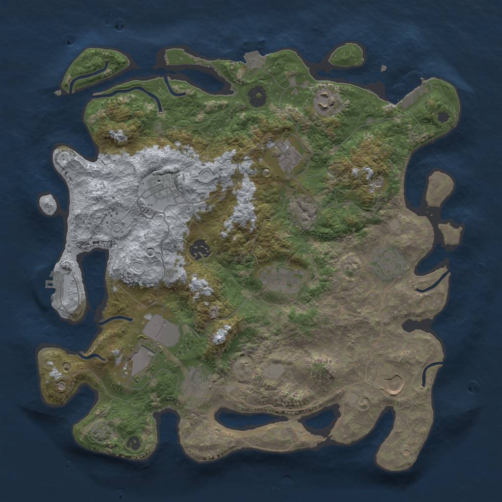 Rust Map: Procedural Map, Size: 3750, Seed: 82510008, 17 Monuments