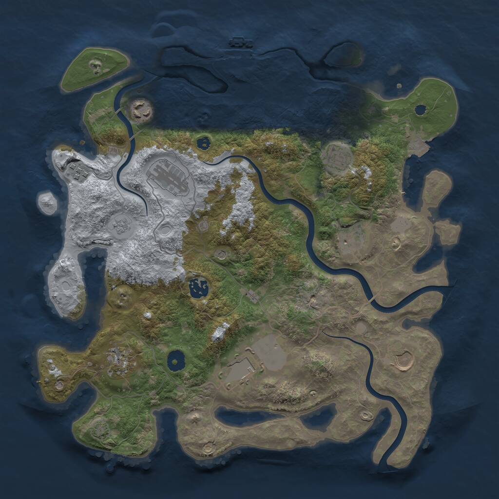 Rust Map: Procedural Map, Size: 3750, Seed: 82510008, 14 Monuments
