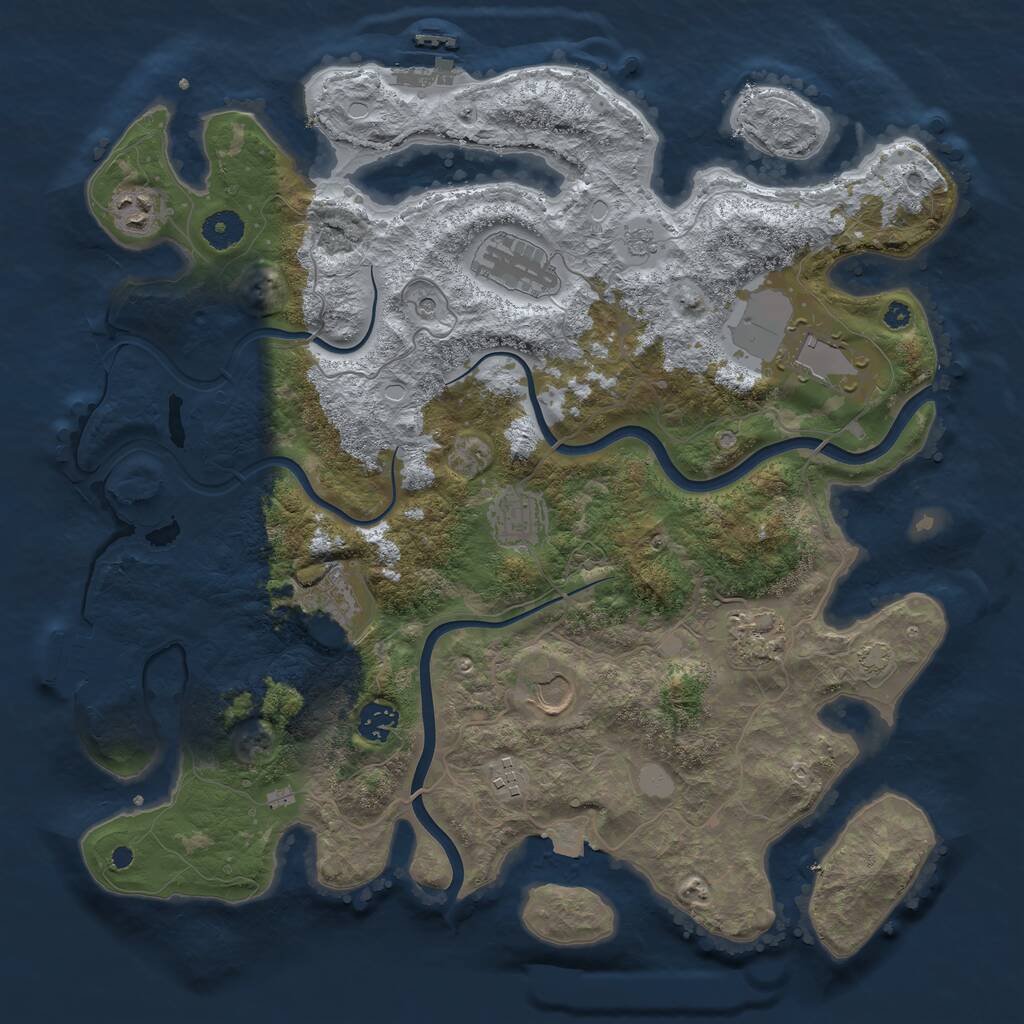 Rust Map: Procedural Map, Size: 3910, Seed: 21434527, 15 Monuments