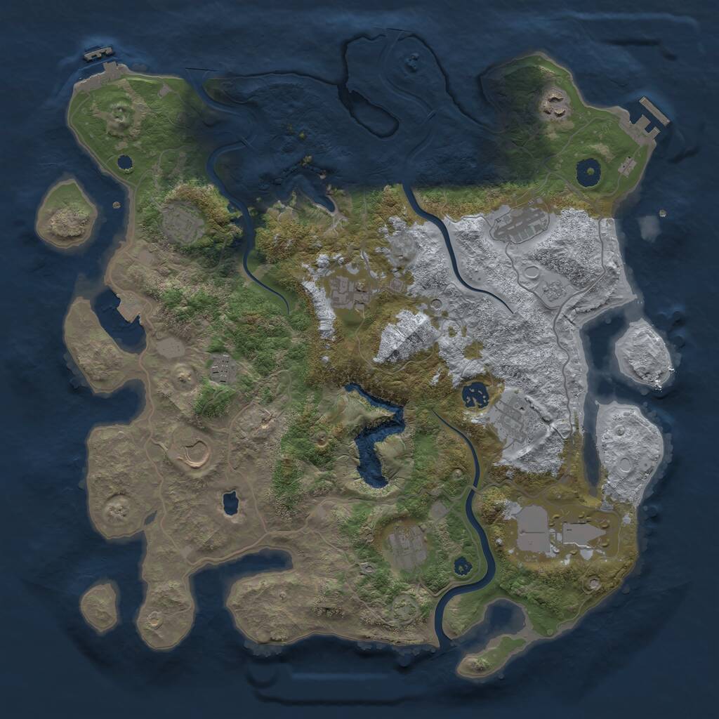 Rust Map: Procedural Map, Size: 4000, Seed: 281582841, 16 Monuments