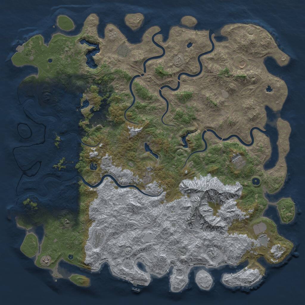 Rust Map: Procedural Map, Size: 6000, Seed: 1384678767, 17 Monuments