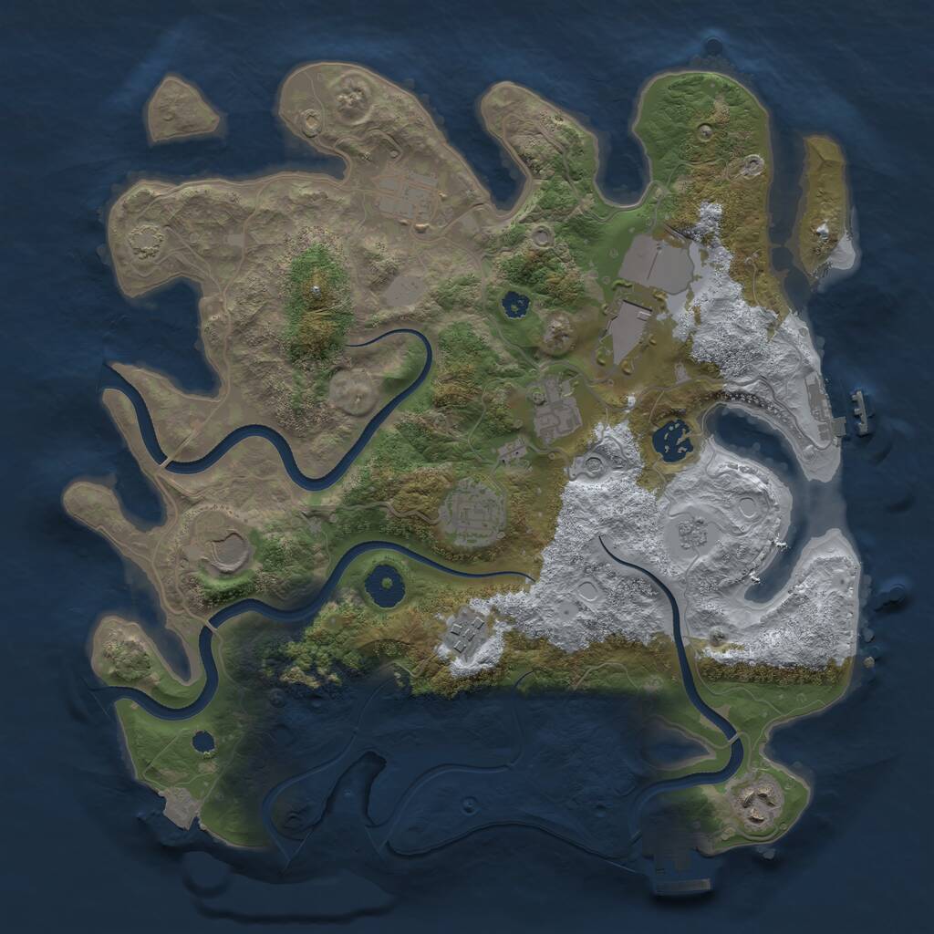Rust Map: Procedural Map, Size: 3500, Seed: 1038278887, 14 Monuments