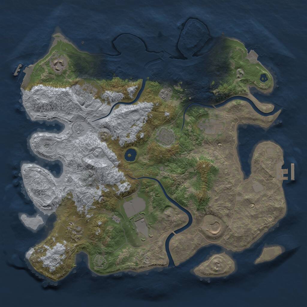 Rust Map: Procedural Map, Size: 3700, Seed: 1378004239, 14 Monuments