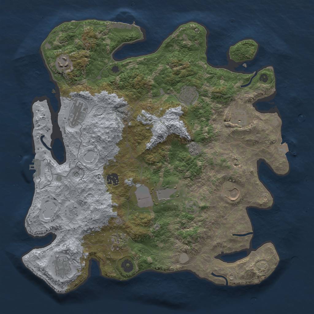 Rust Map: Procedural Map, Size: 3800, Seed: 645799595, 18 Monuments
