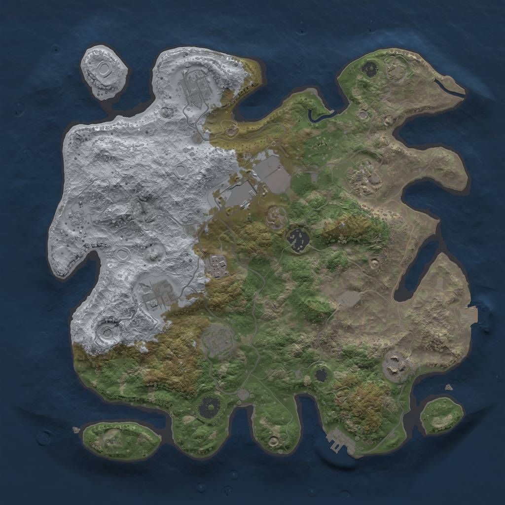 Rust Map: Procedural Map, Size: 3500, Seed: 1993020858, 15 Monuments