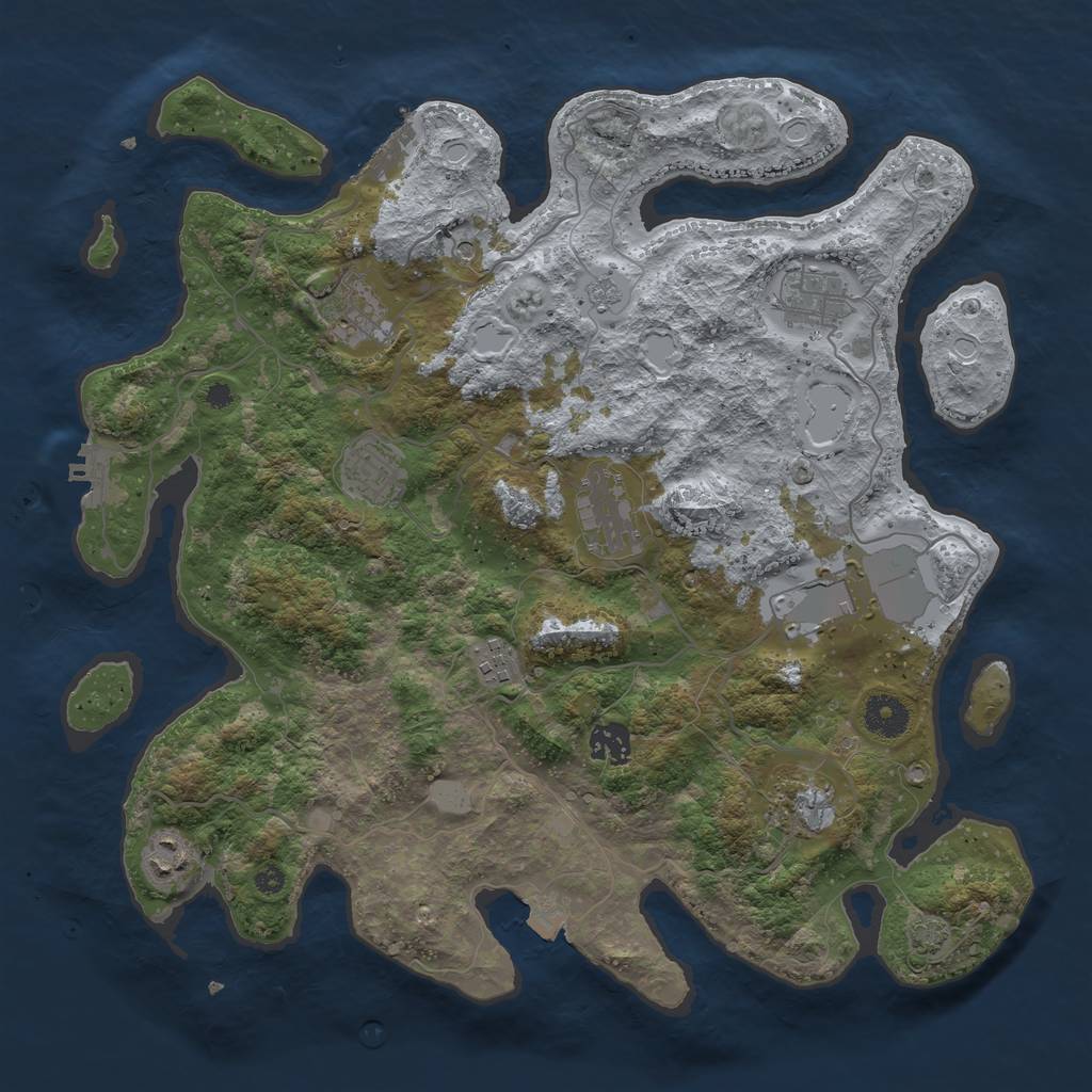 Rust Map: Procedural Map, Size: 3750, Seed: 840857098, 17 Monuments