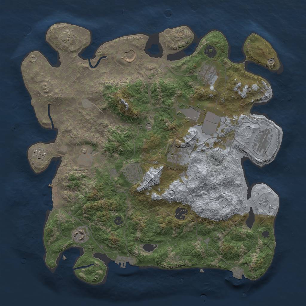 Rust Map: Procedural Map, Size: 3700, Seed: 55513882, 18 Monuments