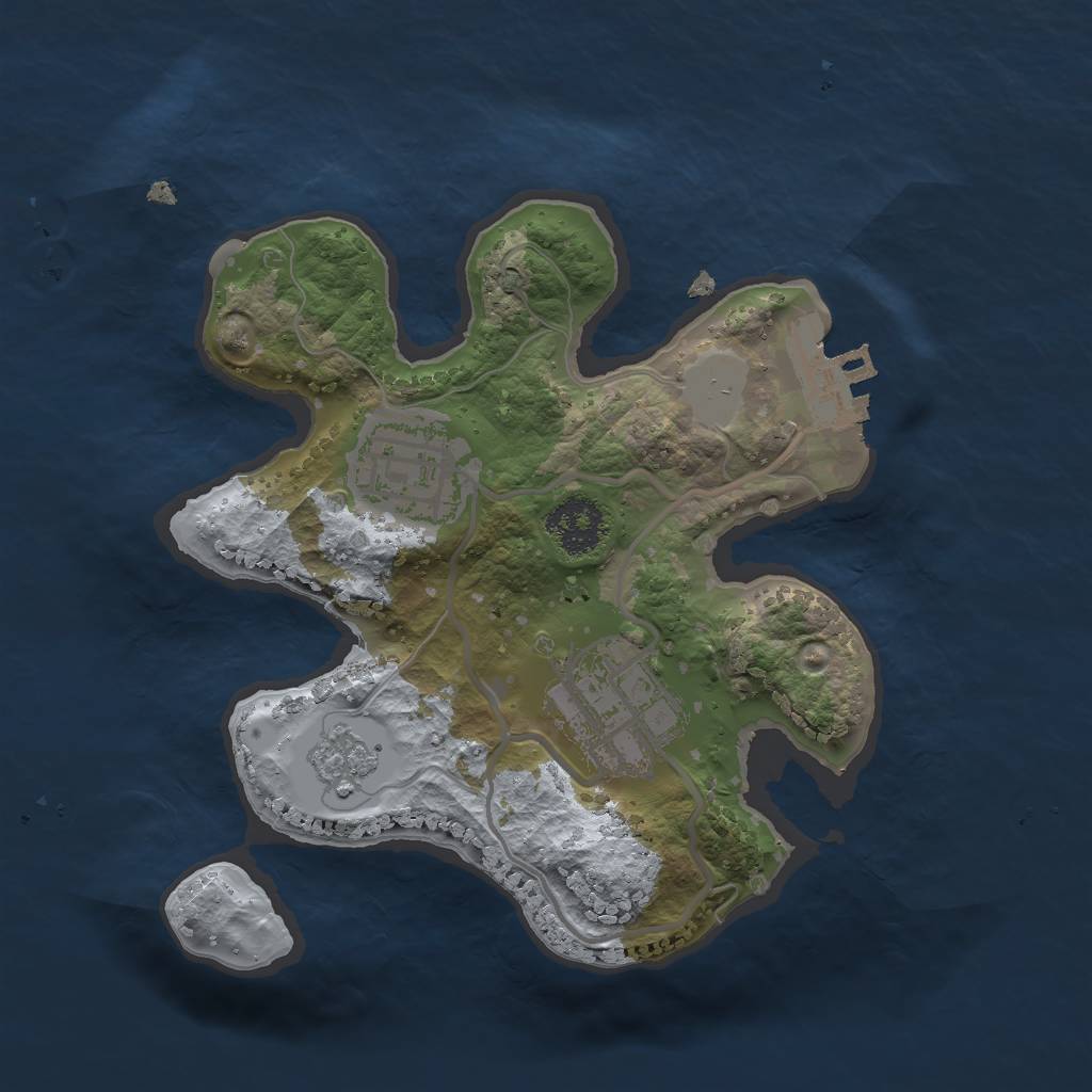 Rust Map: Procedural Map, Size: 2000, Seed: 3242421, 7 Monuments