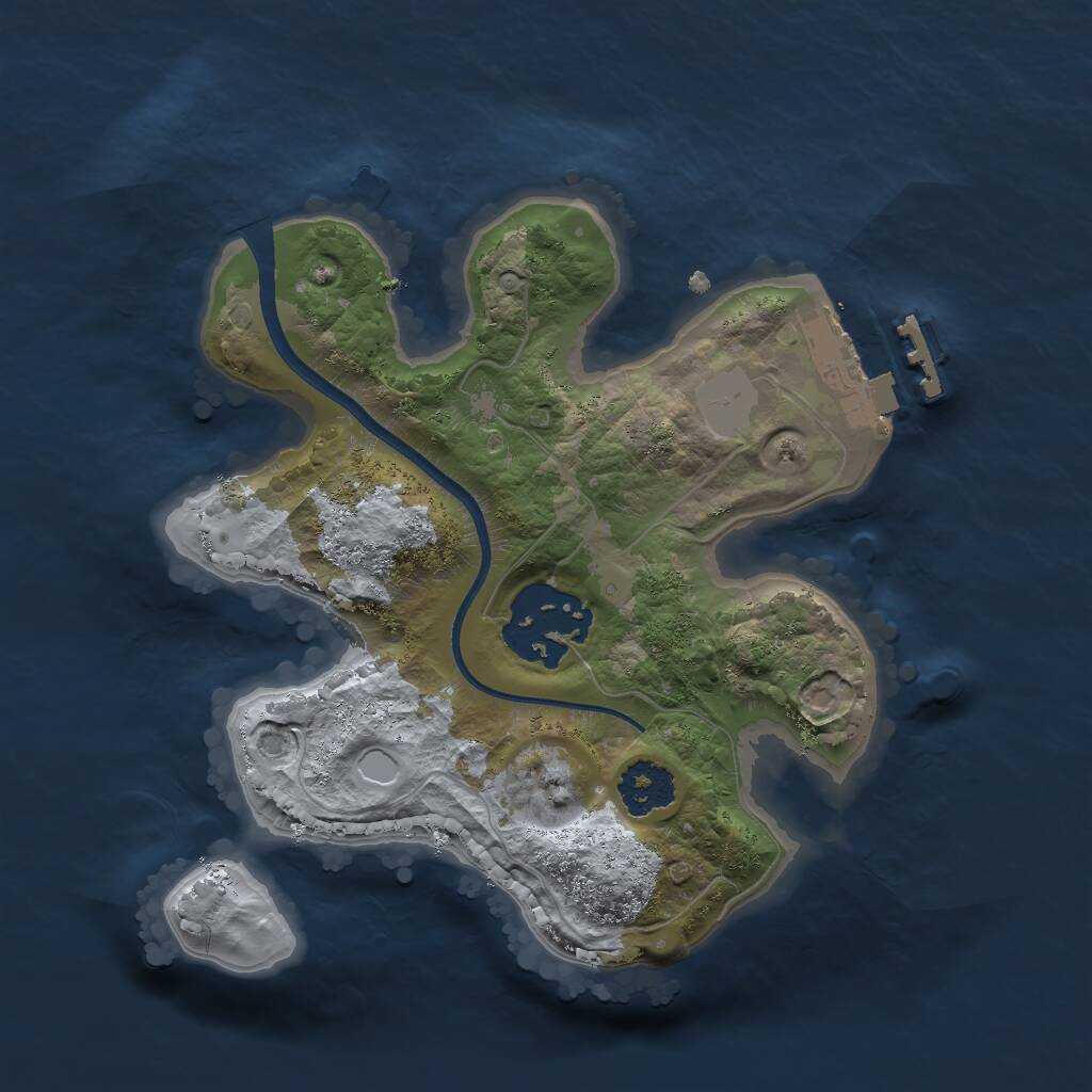 Rust Map: Procedural Map, Size: 2000, Seed: 3242421, 3 Monuments