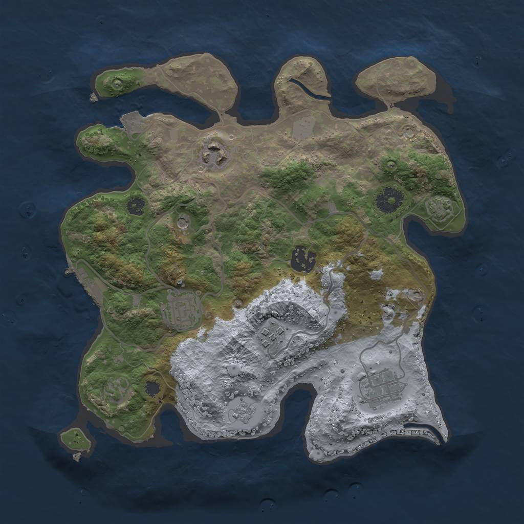 Rust Map: Procedural Map, Size: 3000, Seed: 1374923502, 12 Monuments