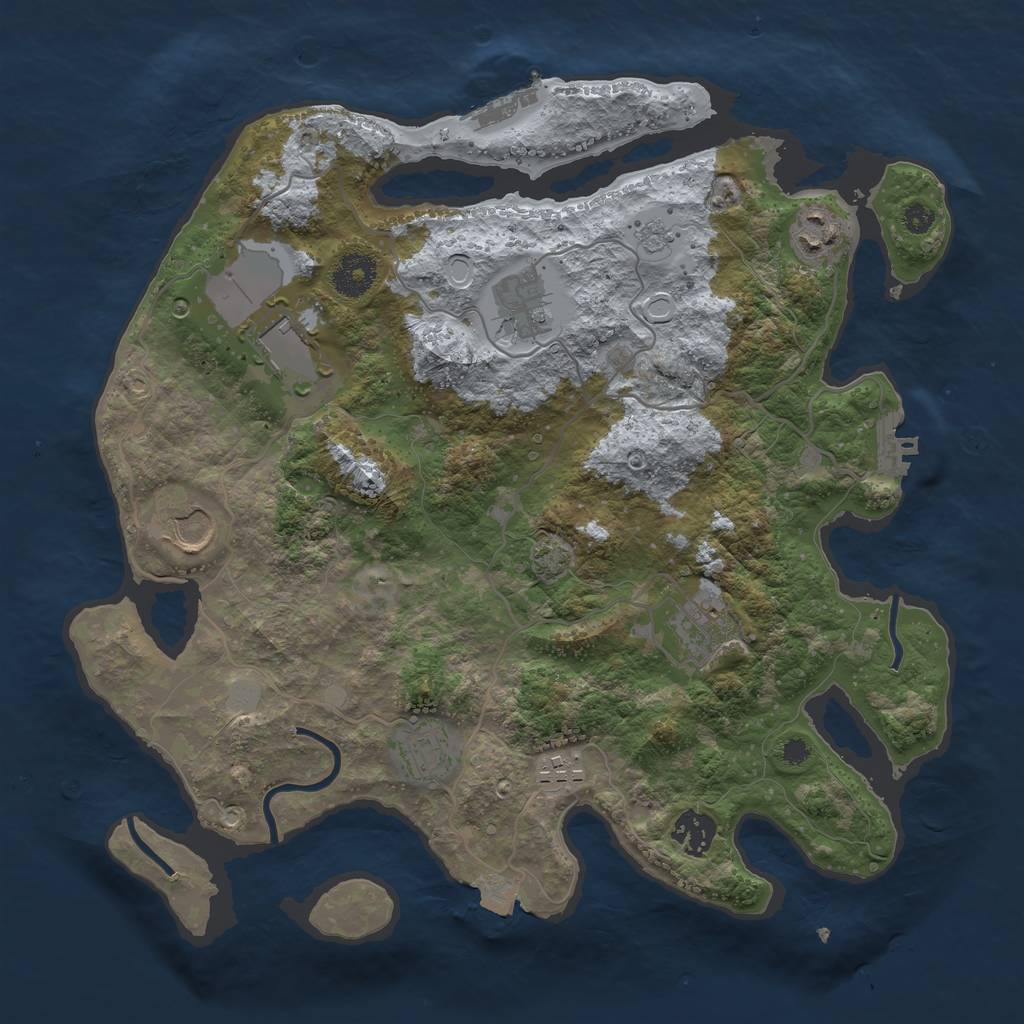 Rust Map: Procedural Map, Size: 3500, Seed: 501109870, 15 Monuments