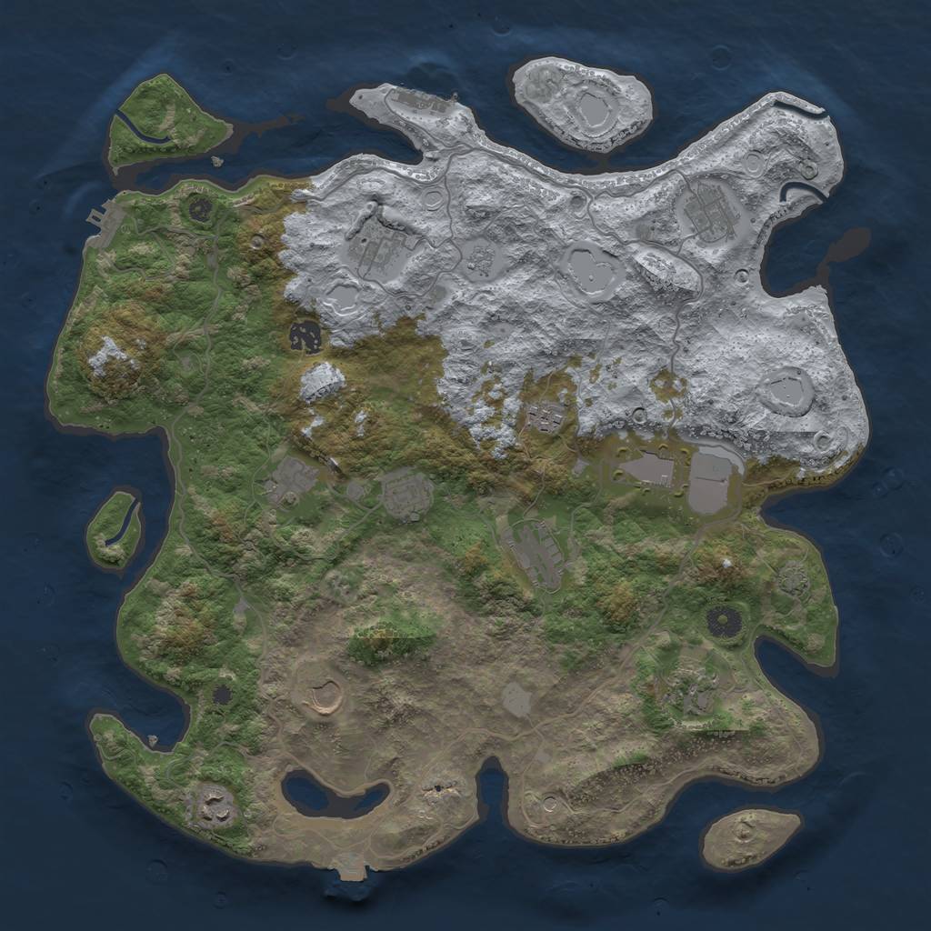 Rust Map: Procedural Map, Size: 4100, Seed: 66663, 19 Monuments