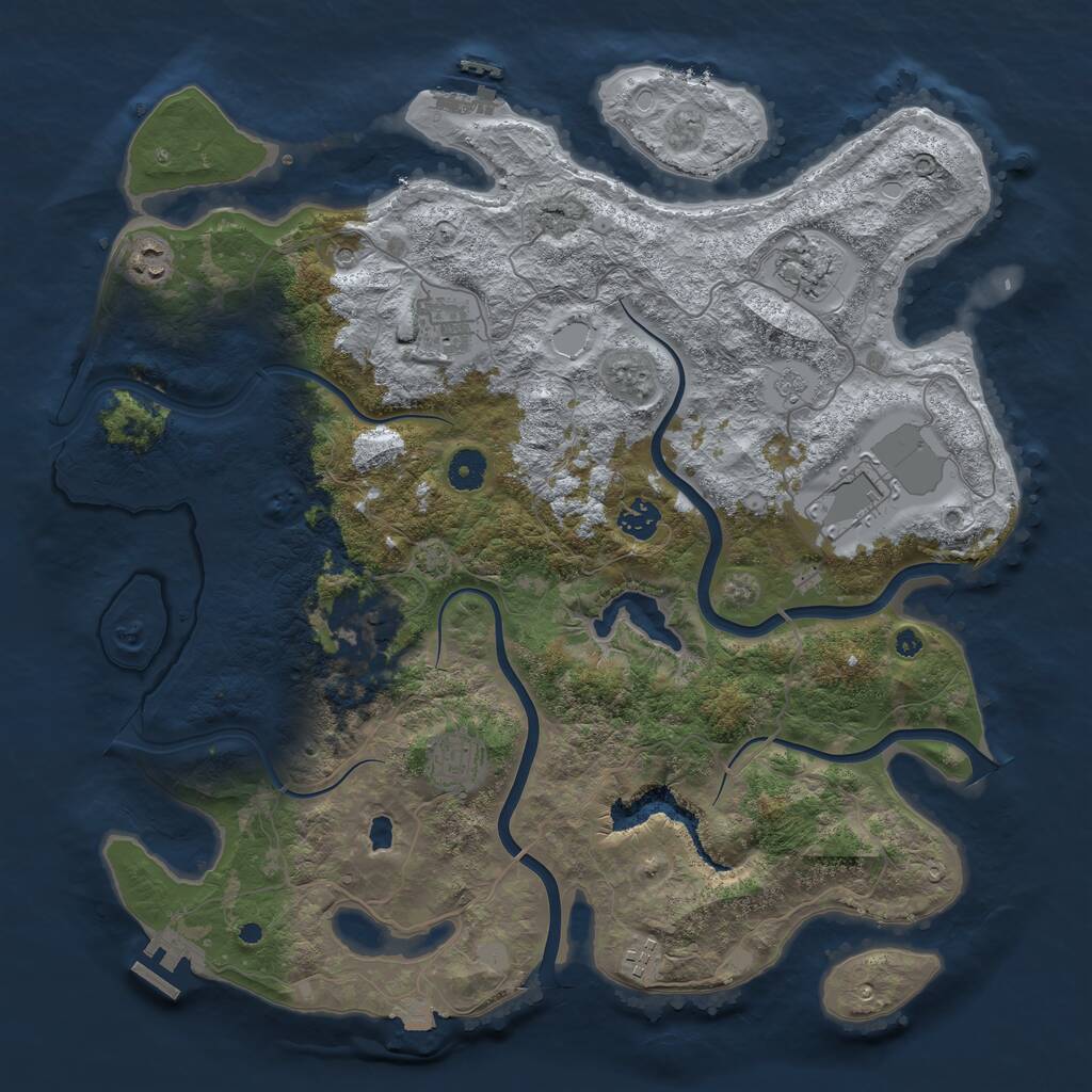 Rust Map: Procedural Map, Size: 4100, Seed: 66663, 14 Monuments