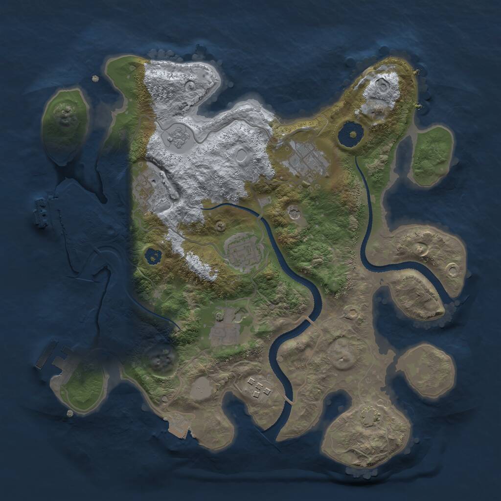Rust Map: Procedural Map, Size: 3000, Seed: 105673807, 11 Monuments