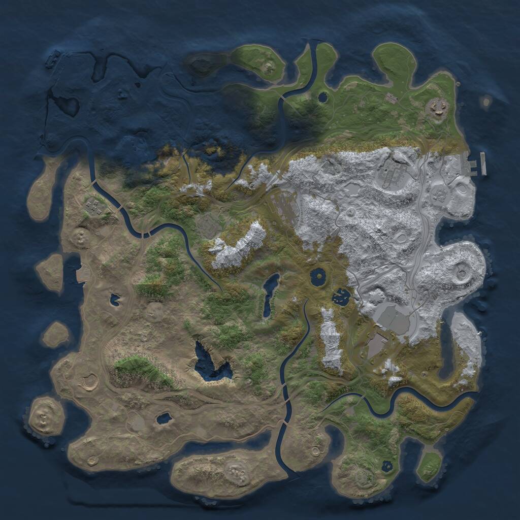 Rust Map: Procedural Map, Size: 4500, Seed: 1849245984, 14 Monuments
