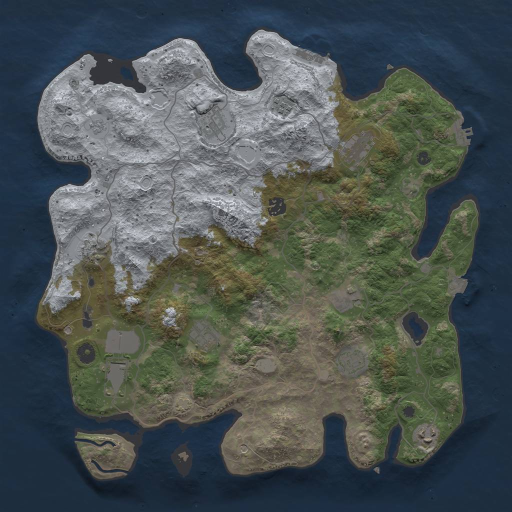 Rust Map: Procedural Map, Size: 4000, Seed: 6816399, 18 Monuments