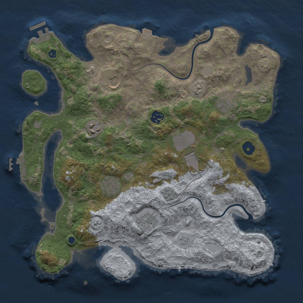 Rust Map: Procedural Map, Size: 3600, Seed: 1453434554, 14 Monuments
