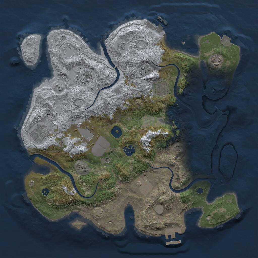 Rust Map: Procedural Map, Size: 3500, Seed: 1723354209, 14 Monuments