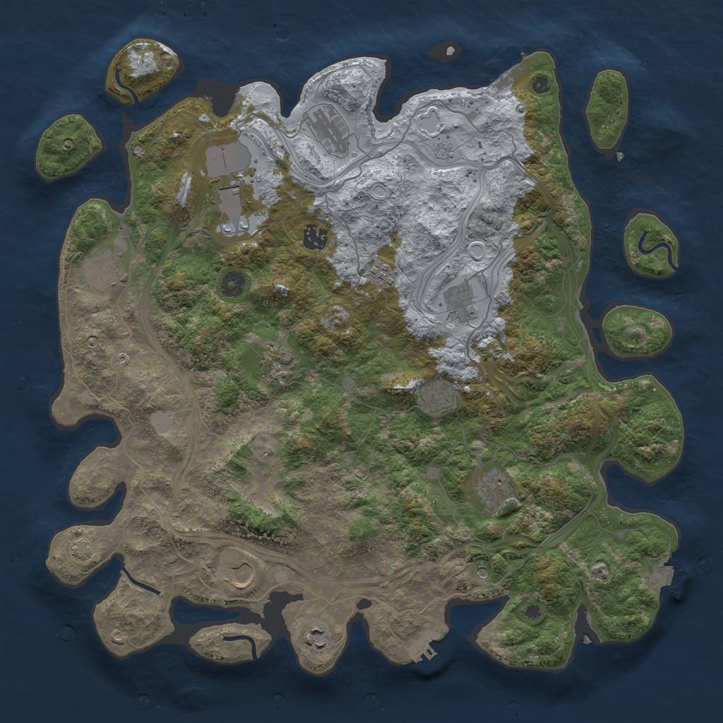 Rust Map: Procedural Map, Size: 4250, Seed: 1145141022, 19 Monuments