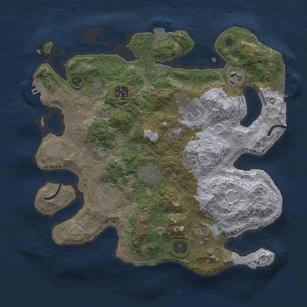 Rust Map: Procedural Map, Size: 3250, Seed: 236709168, 15 Monuments