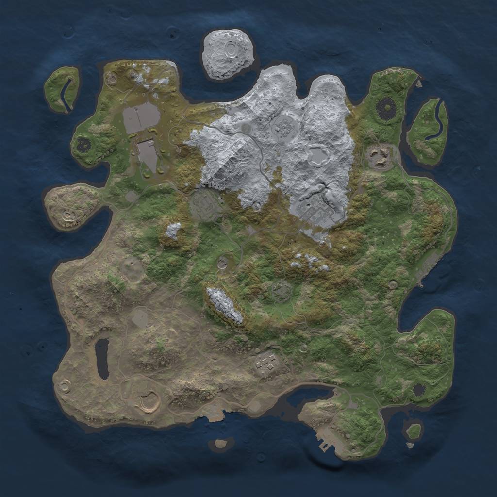 Rust Map: Procedural Map, Size: 3500, Seed: 1064261171, 14 Monuments