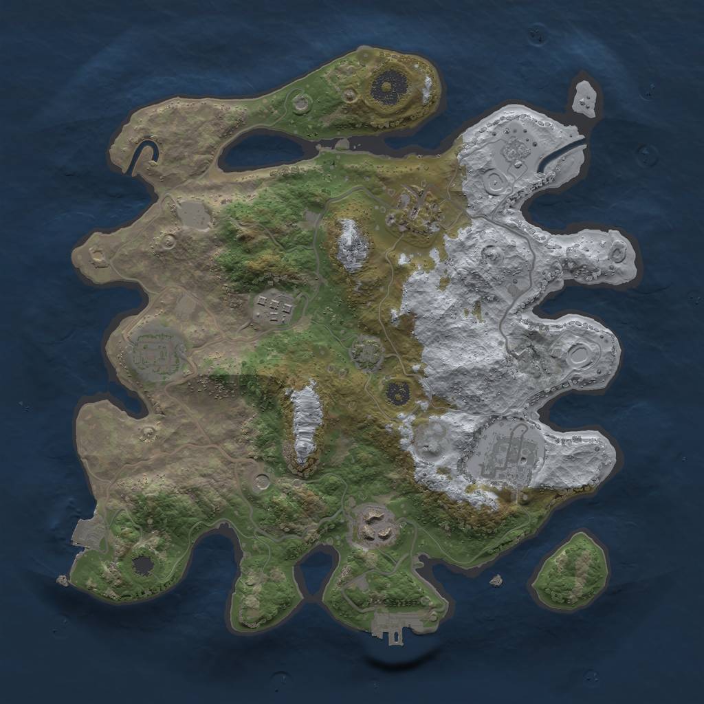 Rust Map: Procedural Map, Size: 3000, Seed: 431102744, 12 Monuments