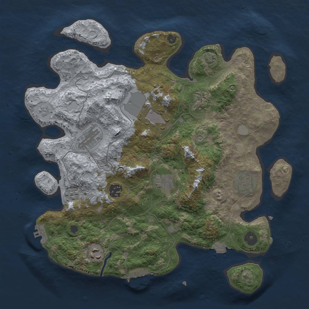 Rust Map: Procedural Map, Size: 3500, Seed: 520061918, 16 Monuments
