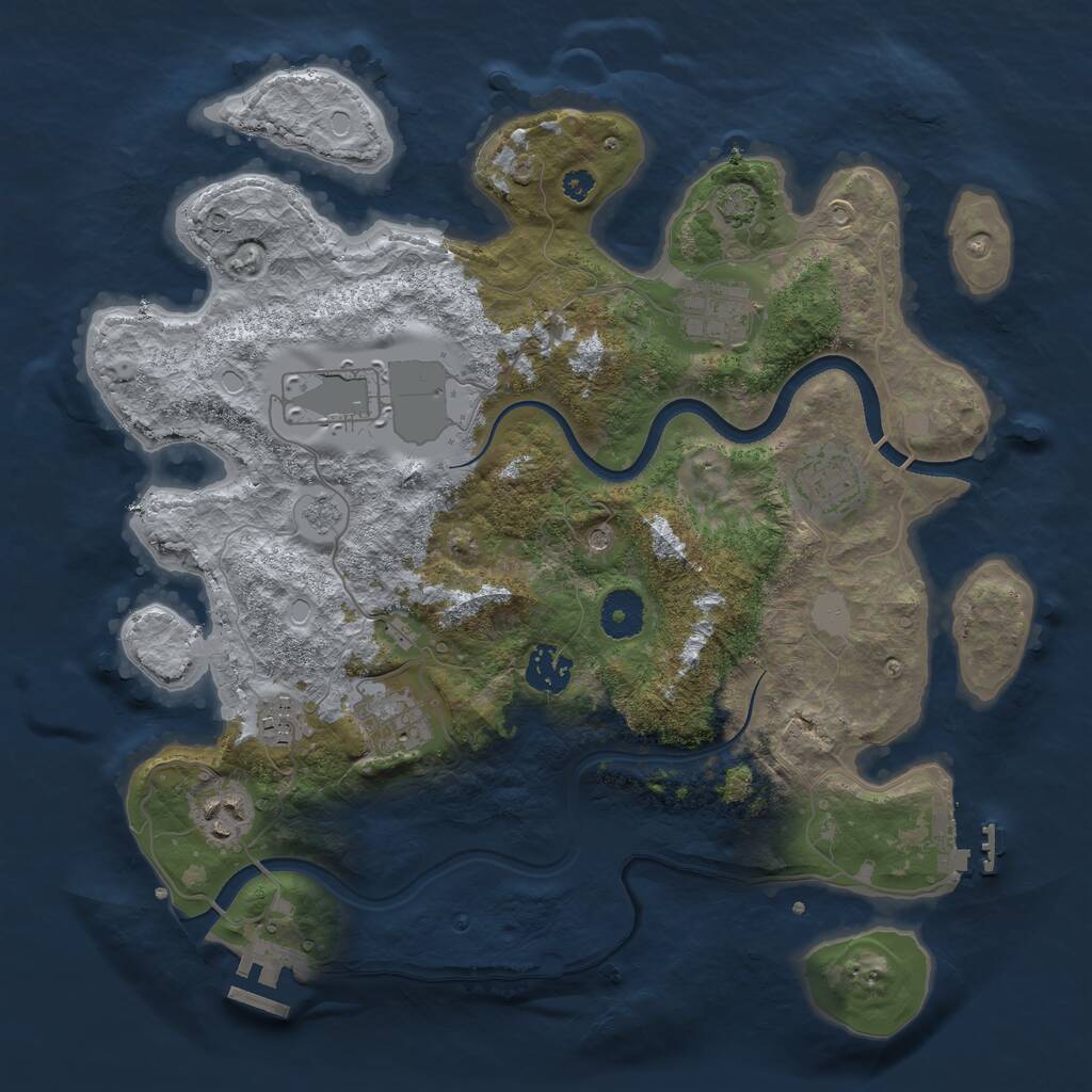 Rust Map: Procedural Map, Size: 3500, Seed: 520061918, 13 Monuments