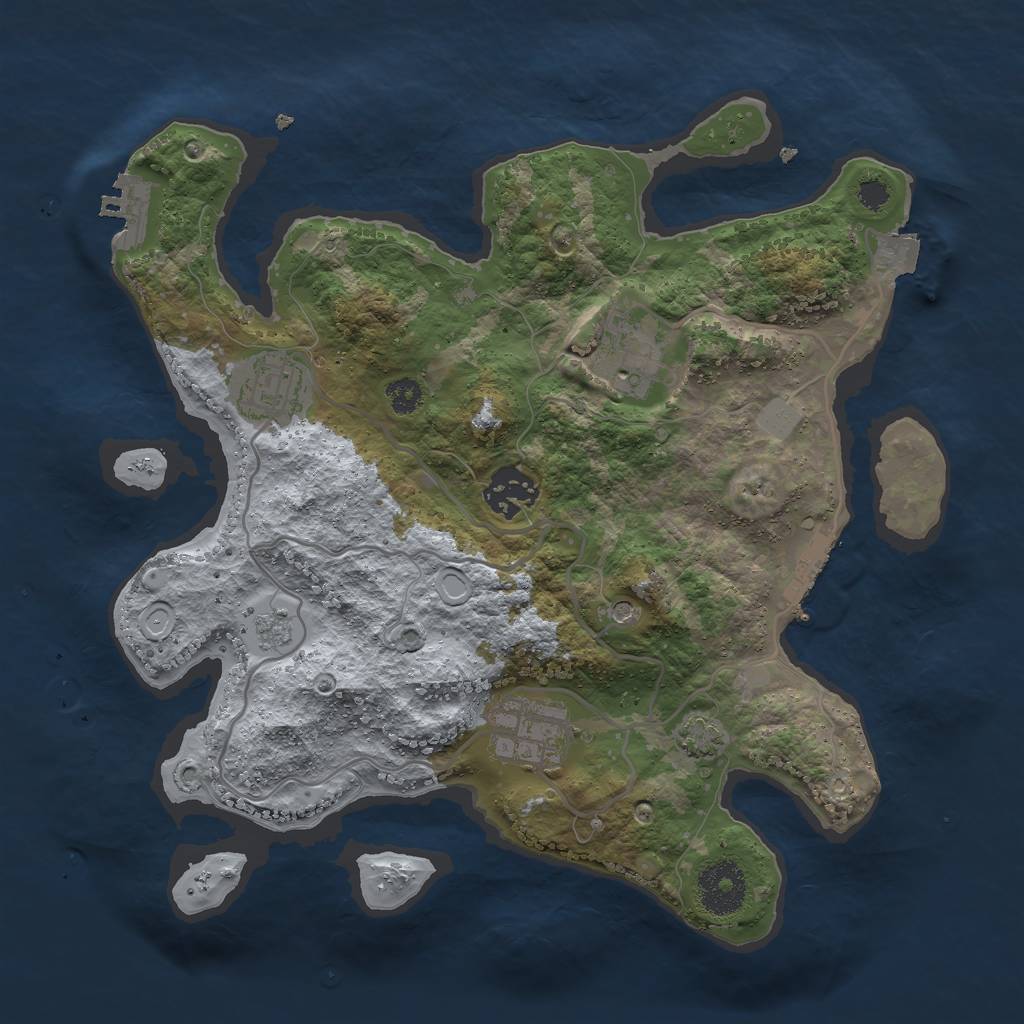Rust Map: Procedural Map, Size: 3000, Seed: 2378419, 12 Monuments
