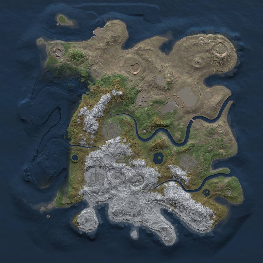 Rust Map: Procedural Map, Size: 3500, Seed: 912129573, 13 Monuments
