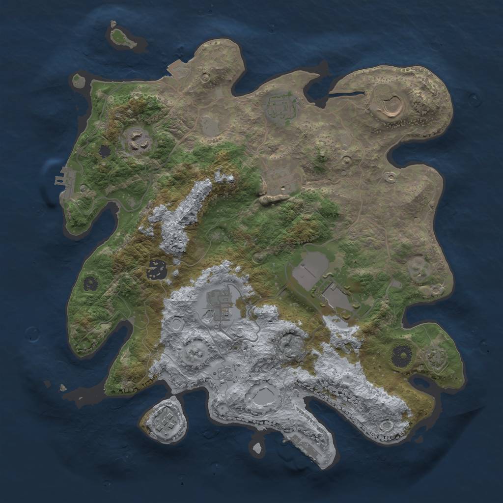 Rust Map: Procedural Map, Size: 3500, Seed: 912129573, 15 Monuments