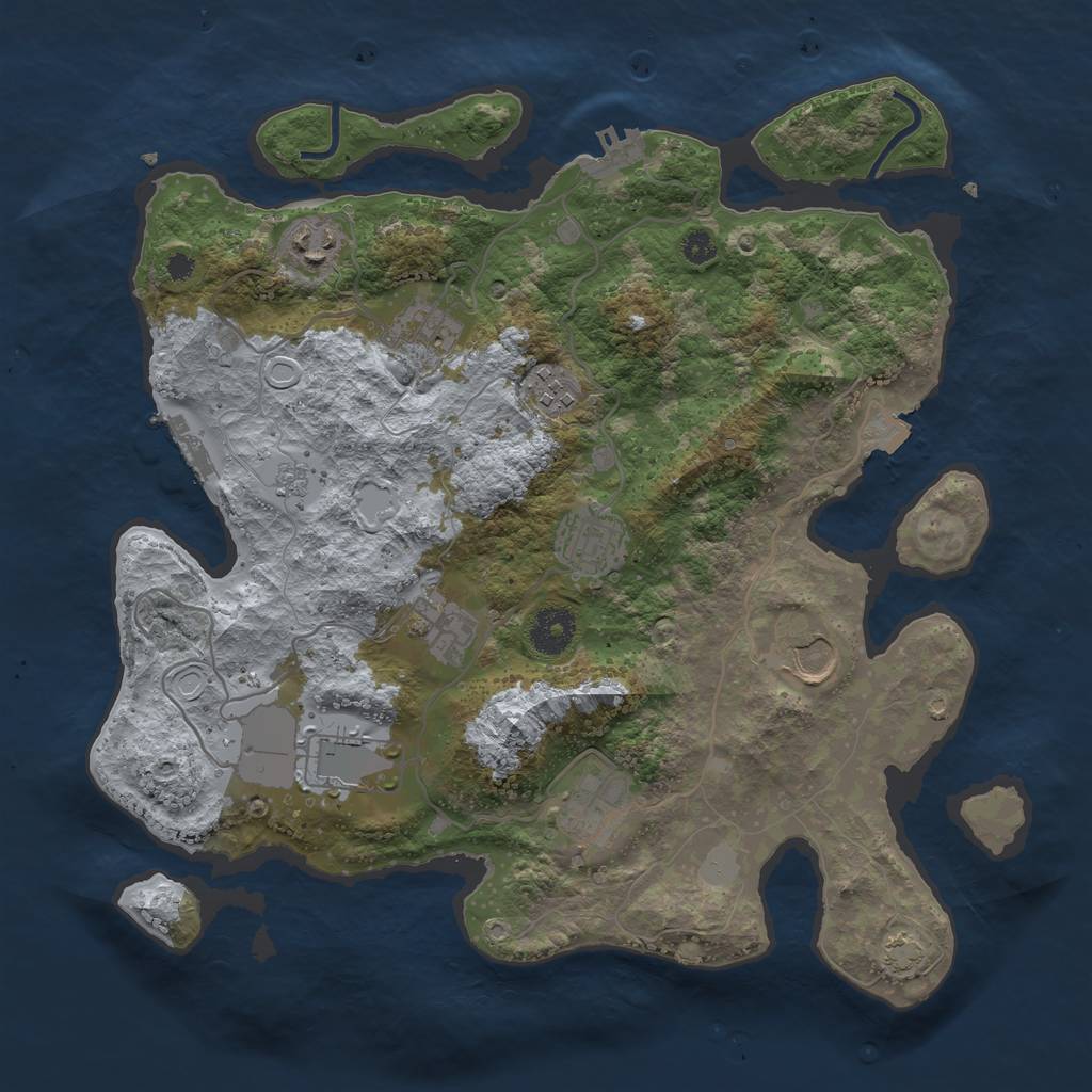 Rust Map: Procedural Map, Size: 3500, Seed: 261714284, 15 Monuments