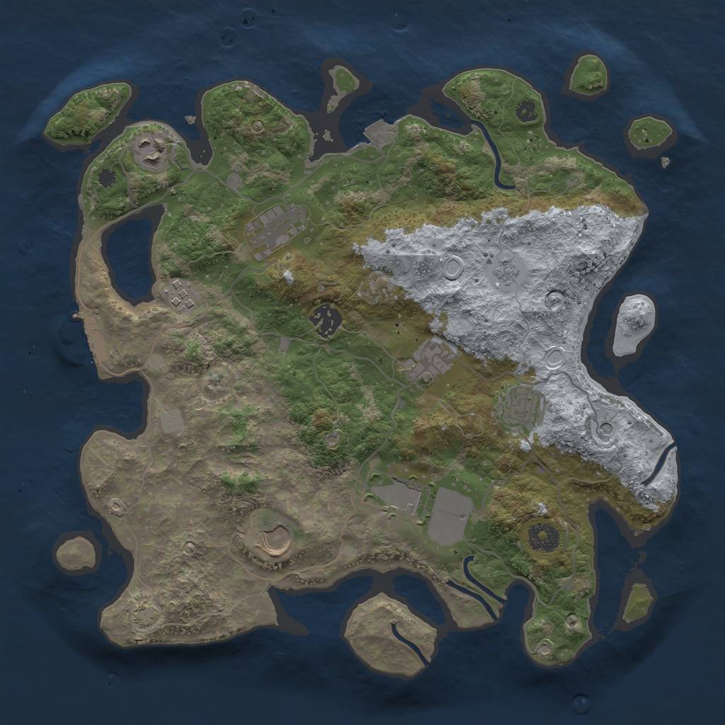 Rust Map: Procedural Map, Size: 3500, Seed: 366226355, 15 Monuments