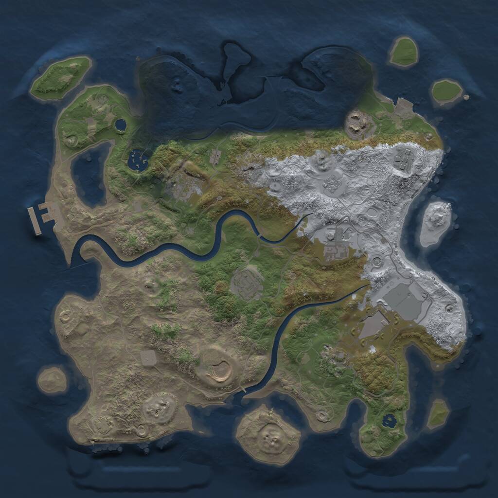 Rust Map: Procedural Map, Size: 3500, Seed: 366226355, 14 Monuments