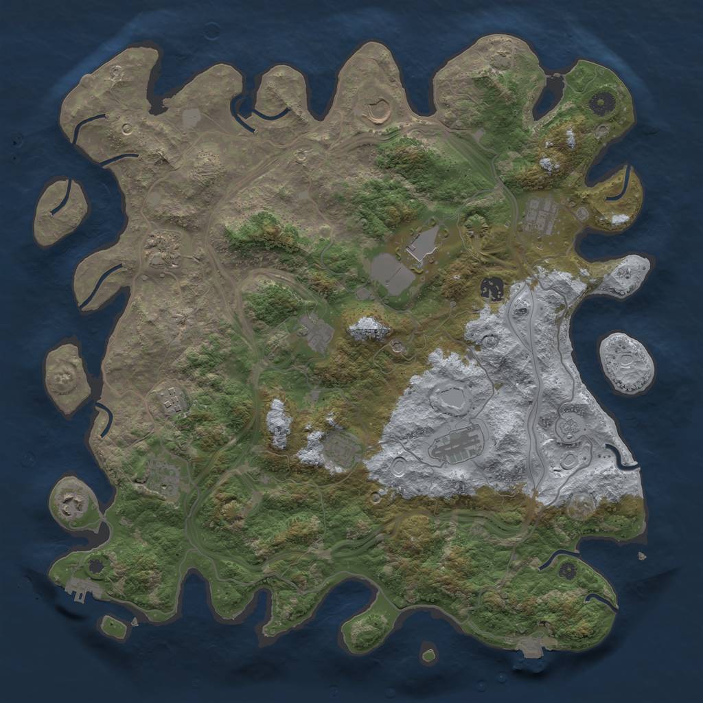 Rust Map: Procedural Map, Size: 4250, Seed: 962773754, 18 Monuments