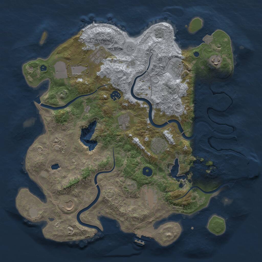 Rust Map: Procedural Map, Size: 4000, Seed: 606475272, 17 Monuments