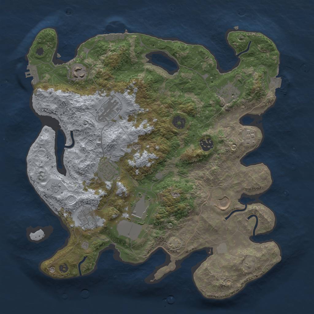Rust Map: Procedural Map, Size: 3500, Seed: 18647453, 17 Monuments