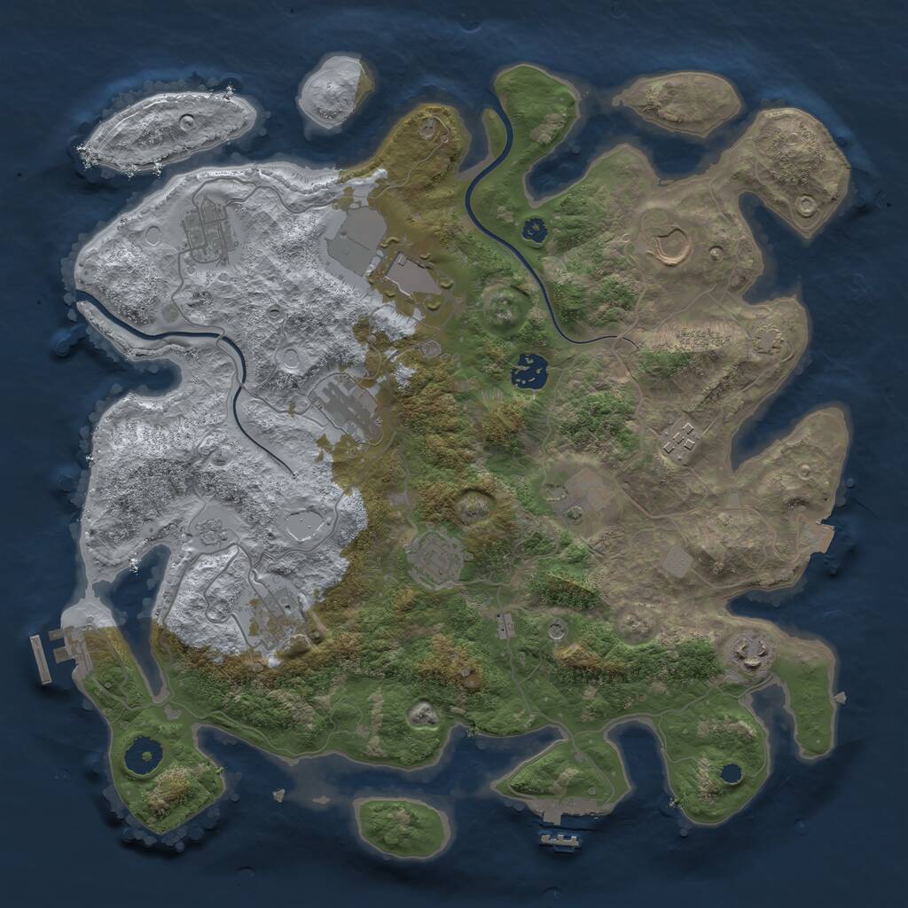 Rust Map: Procedural Map, Size: 3700, Seed: 1210455216, 16 Monuments