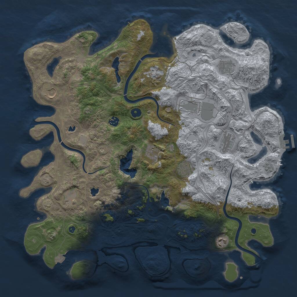 Rust Map: Procedural Map, Size: 4500, Seed: 283543, 16 Monuments
