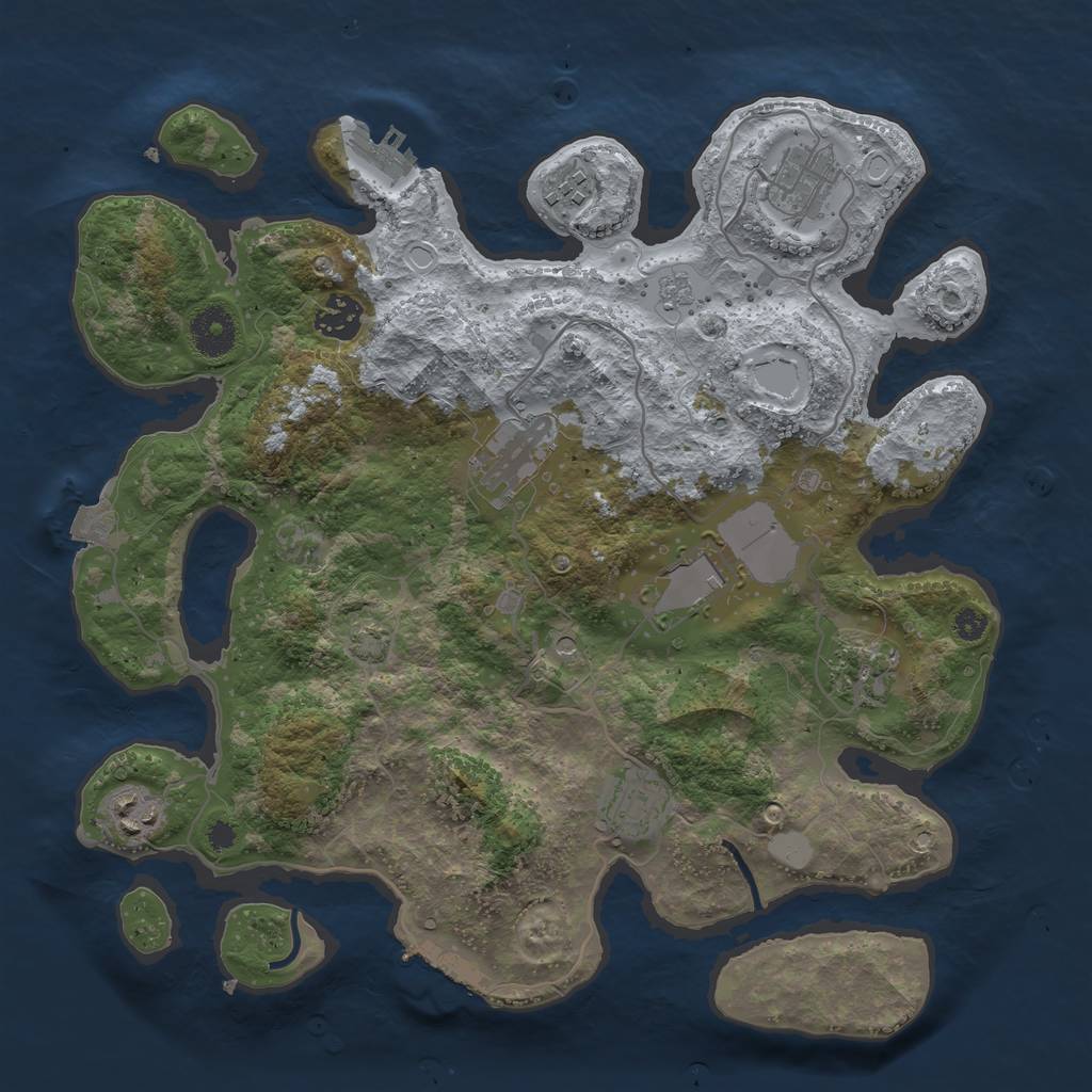 Rust Map: Procedural Map, Size: 3500, Seed: 1159870916, 16 Monuments