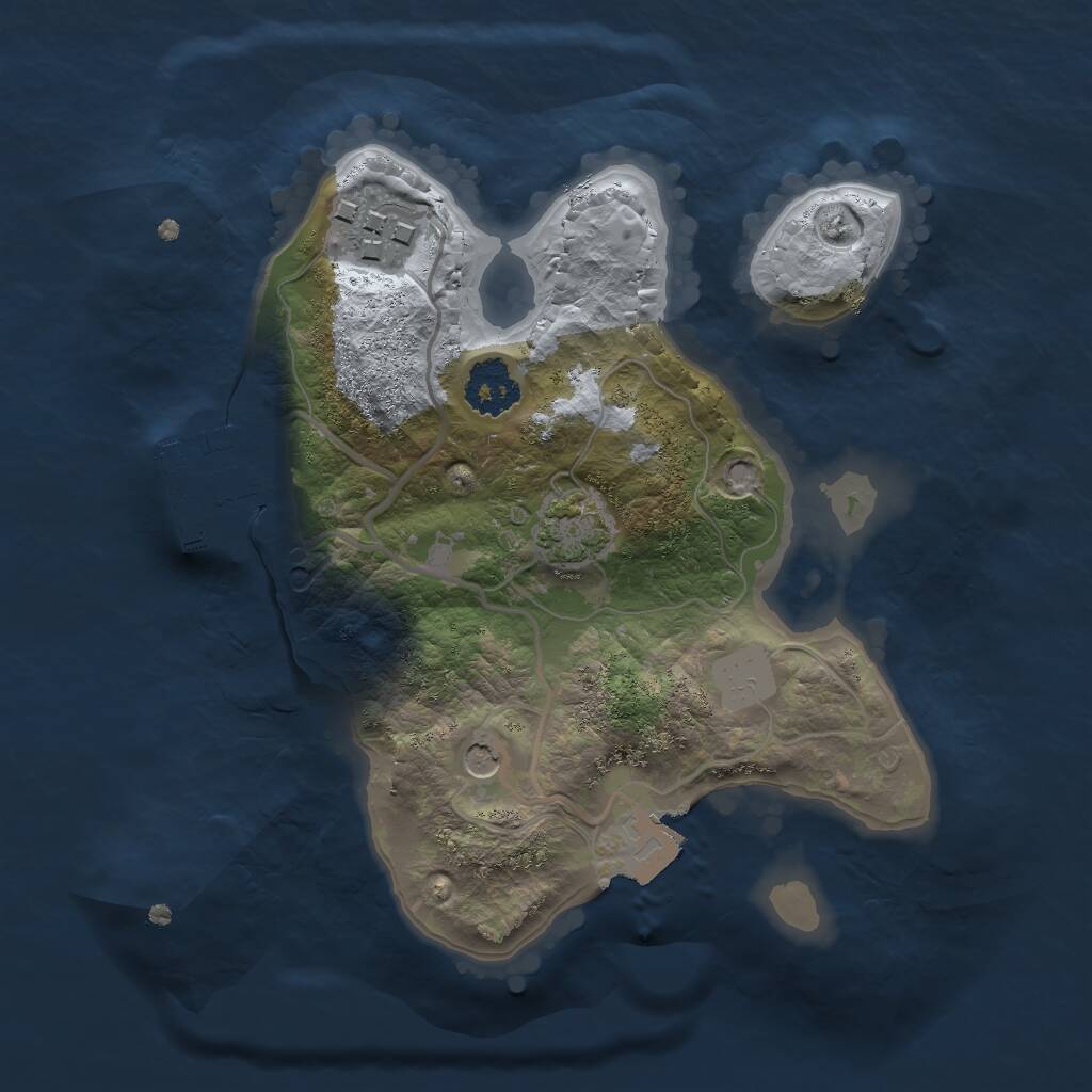 Rust Map: Procedural Map, Size: 2000, Seed: 1134443692, 5 Monuments
