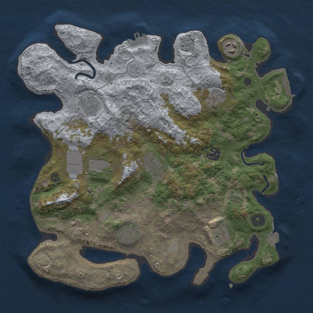 Rust Map: Procedural Map, Size: 3500, Seed: 737916874, 18 Monuments