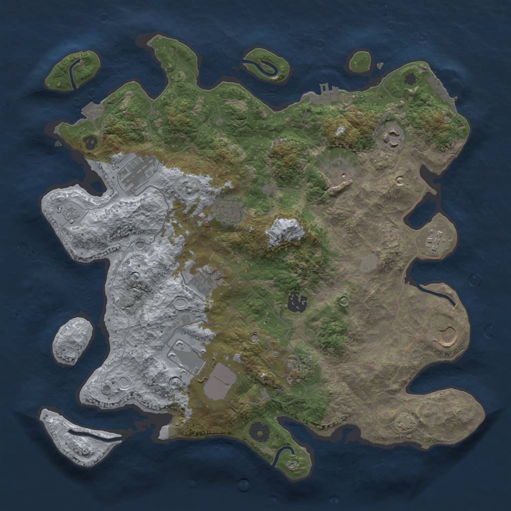 Rust Map: Procedural Map, Size: 3750, Seed: 289982282, 18 Monuments