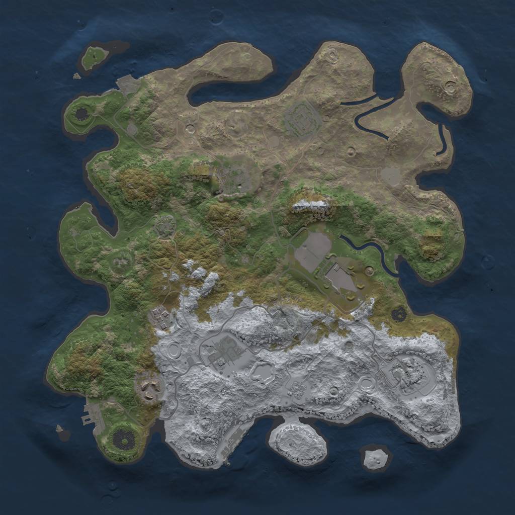 Rust Map: Procedural Map, Size: 3500, Seed: 1032253894, 15 Monuments